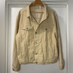 Princess Polly Western Corduroy Cream/Tan Oversized Jacket. Size S/M